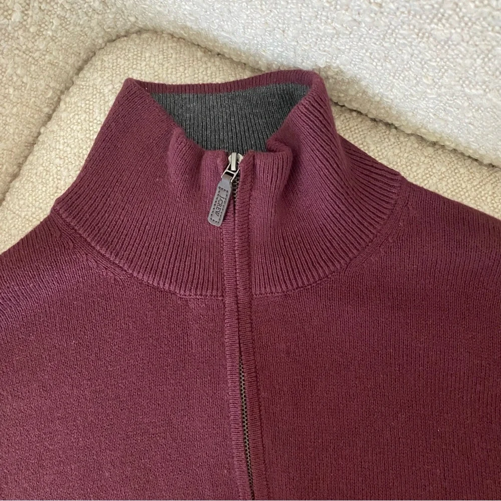 NWT J.Crew Factory Men's Cotton Quarter-zip Sweater Burgundy Size S